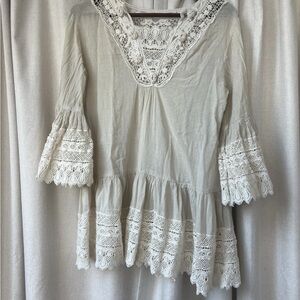 ANTICA SARTORIA  LACE  100% Cotton Size 2 (s/m) Floral Doily Short Dress/tunic